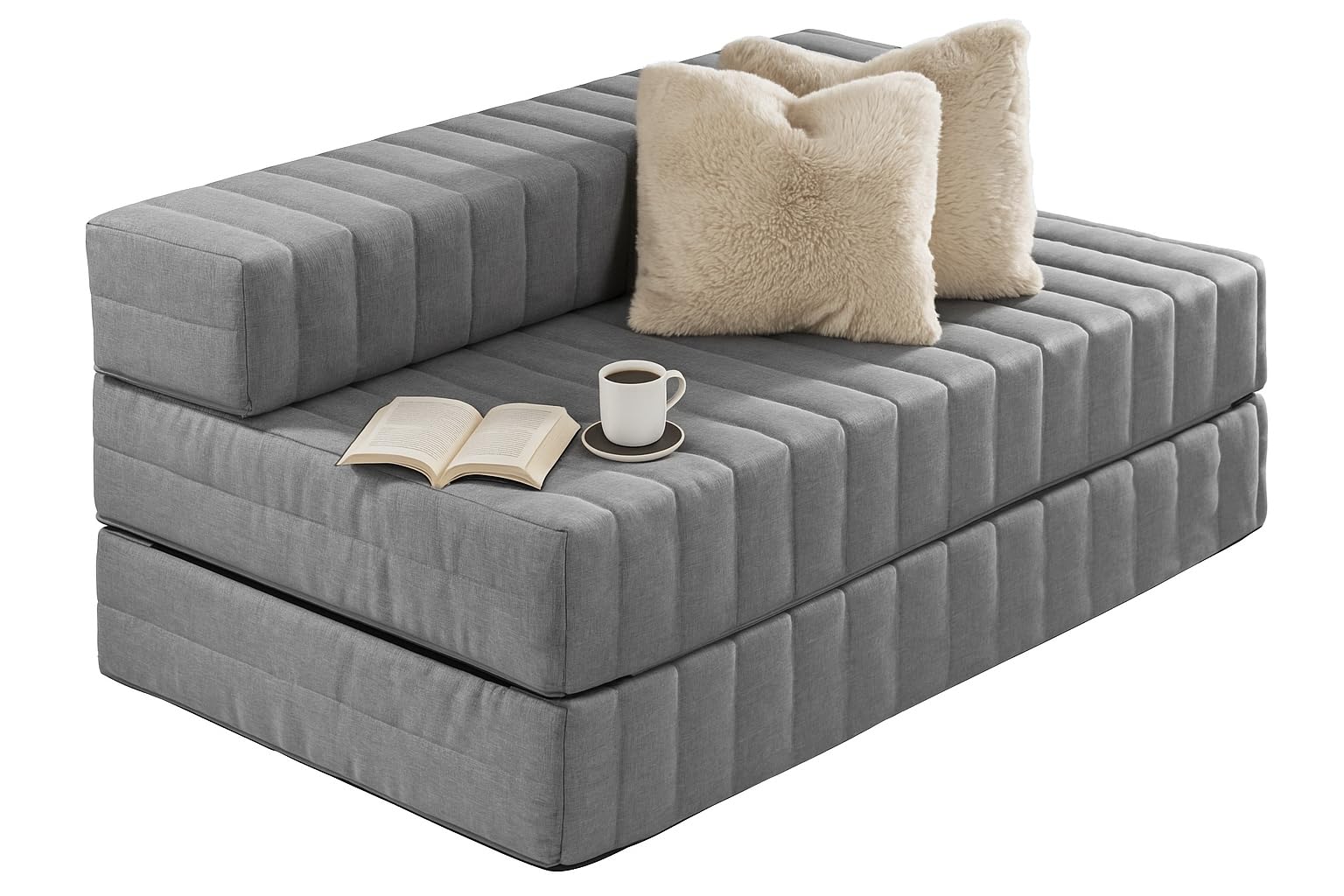 Traumnacht Schlafsofa 140 x 200 cm – Doppelgästematratze & 3-Sitzer Gästesofa mit Schlaffunktion, Grau, deutscher Qualitätsstandard