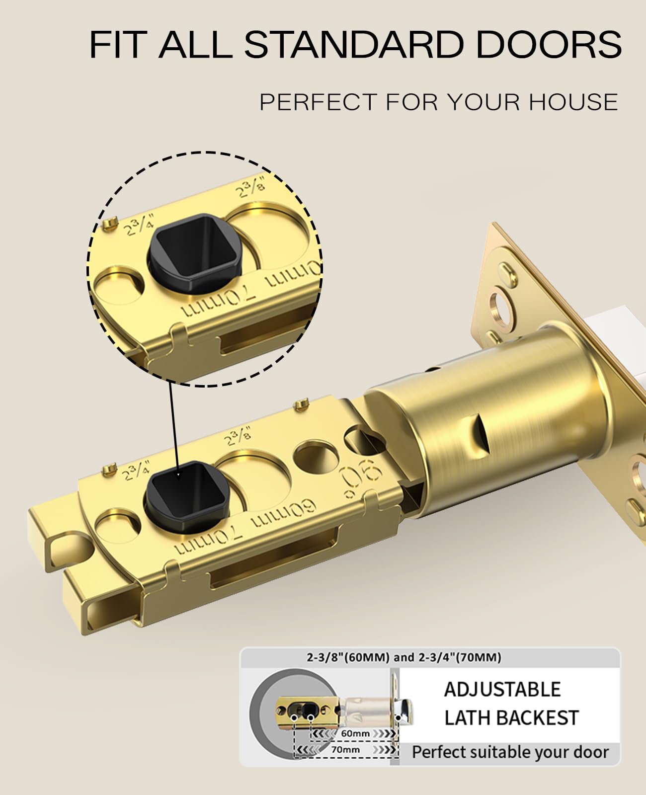 Champagne Bronze Crystal Door Knobs - Privacy Lock -5