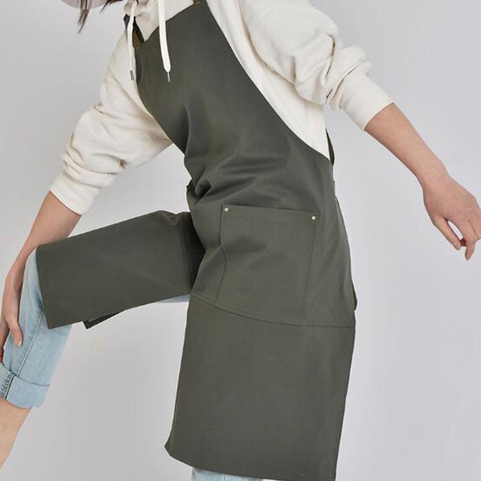 Fartuchy do pieczenia, Fartuch kuchenny z regulowanym paskiem, dla dorosłych, do restauracji i grilla, khaki, 82x72 cm(2 Set Of(green 82x72cm))