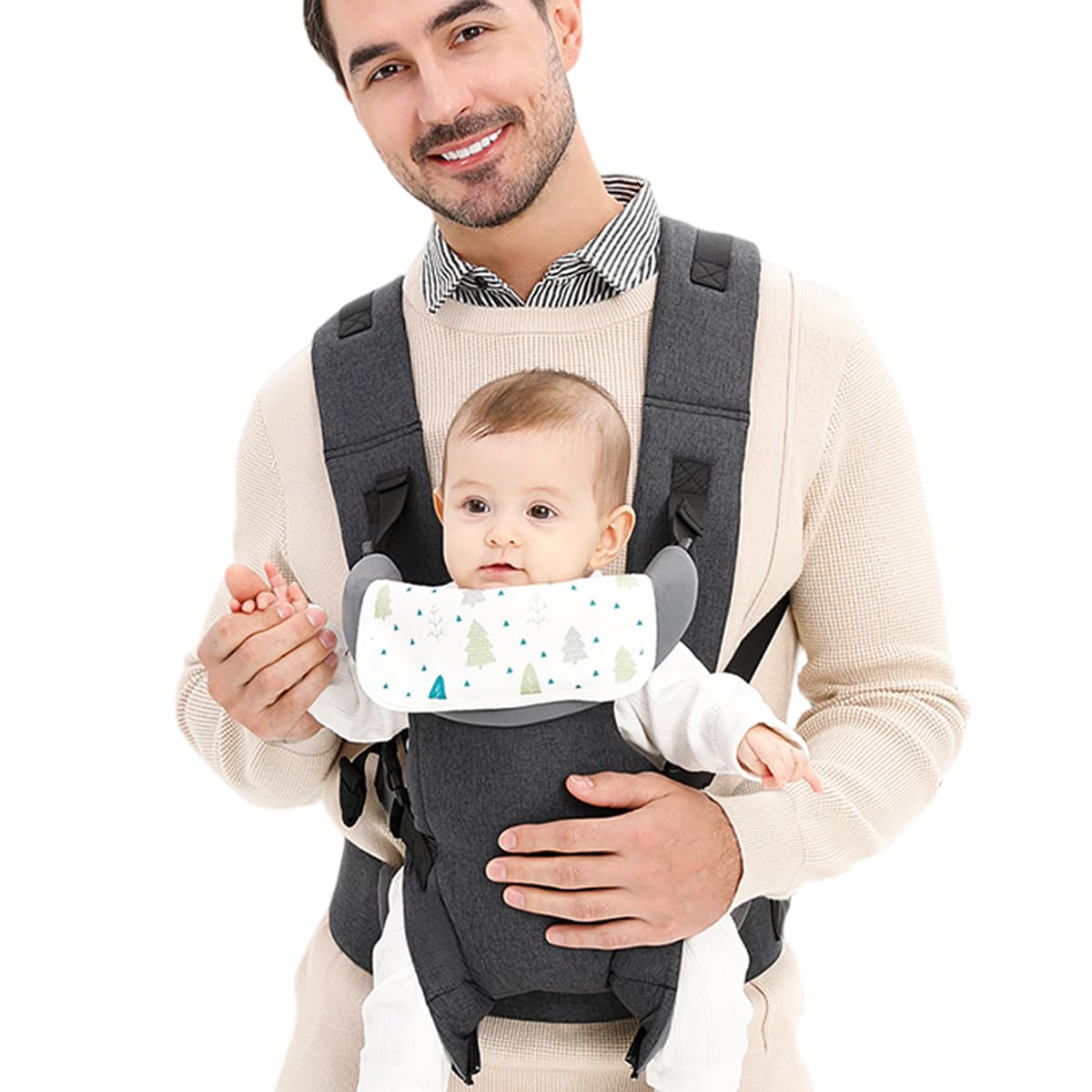 SNOWIE SOFT® Baby Carrier for 0 to 3 Year Baby, 2 in 1 Travel Front & Back Carry Bag, Soft Padded Wrap Carrier with Fold-Down Head Guard Panel & Bib Cloth, Adjustable Shoulder Straps & Waist Belts