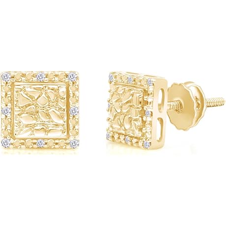 Round Natural White Diamond, Moissanite And Lab Grown Diamond Square Shape Nugget...