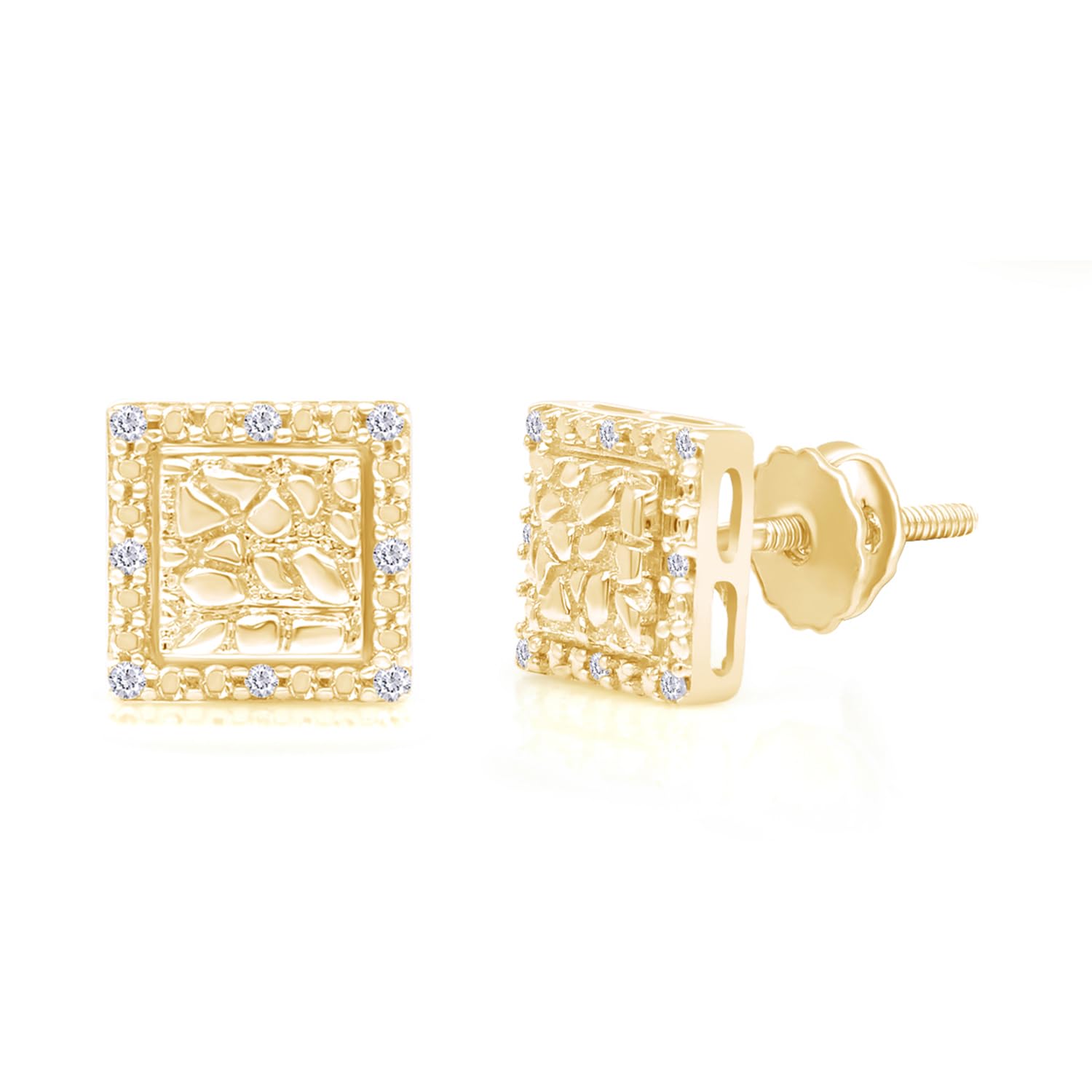 Affy Diamond Nugget Men's Stud Earrings