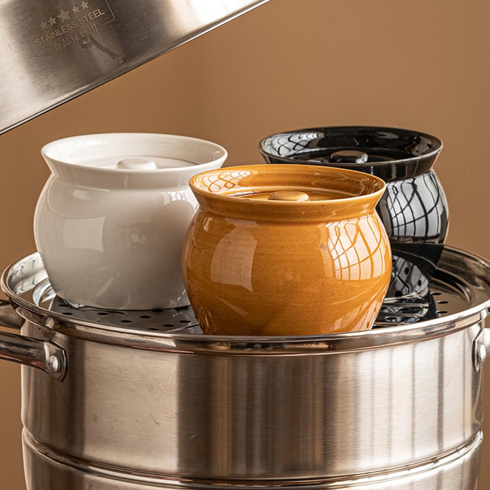 Tureen de porcelana, elegante olla de sopa con tapa para conservar el sabor natural, color blanco