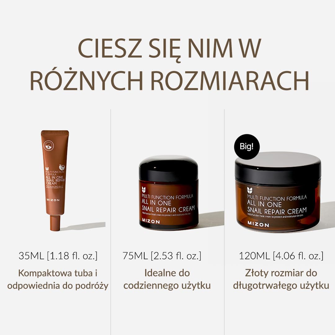 [Mizon] Krem naprawczy do ślimaków, nawilżacz do twarzy z ekstraktem ze śluzu ślimaka, krem naprawczy do ślimaków All in One, koreańska pielęgnacja skóry, pielęgnacja zmarszczek
