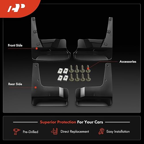 Miniatura 3 de A-Premium Juego de 4 unidades de guardabarros con accesorios de hardware compatibles con Toyota Sienna 2018-2020, mini furgoneta de pasajeros,