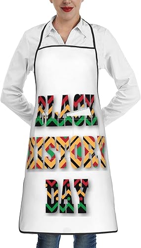 Miniatura 1 de Delantal de cocina con bolsillos de mes de la historia negro, impermeables, delantales de uñas para barbacoa, babero para salón de chef, mujeres y