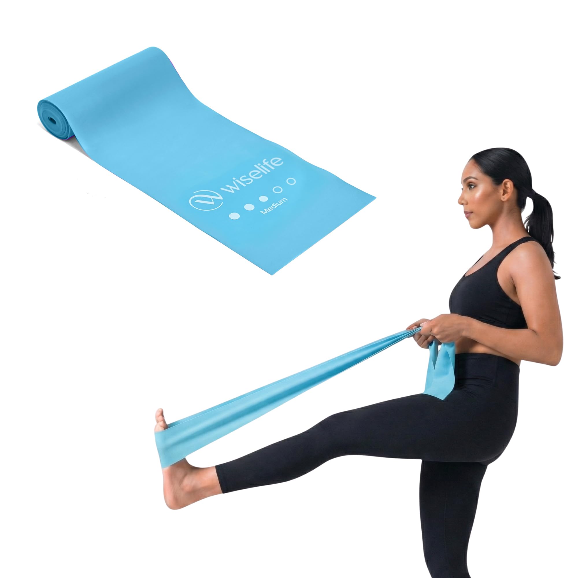 Wiselife Professional Latex Resistance Thera Band (Medium Resistance) | 48x4 inch | 100% Natural | For Warm-Up, Stretching, Cardio, Strength Training, Home Fitness, Exercise, Gym Workout & Yoga (Blue)-image-30
