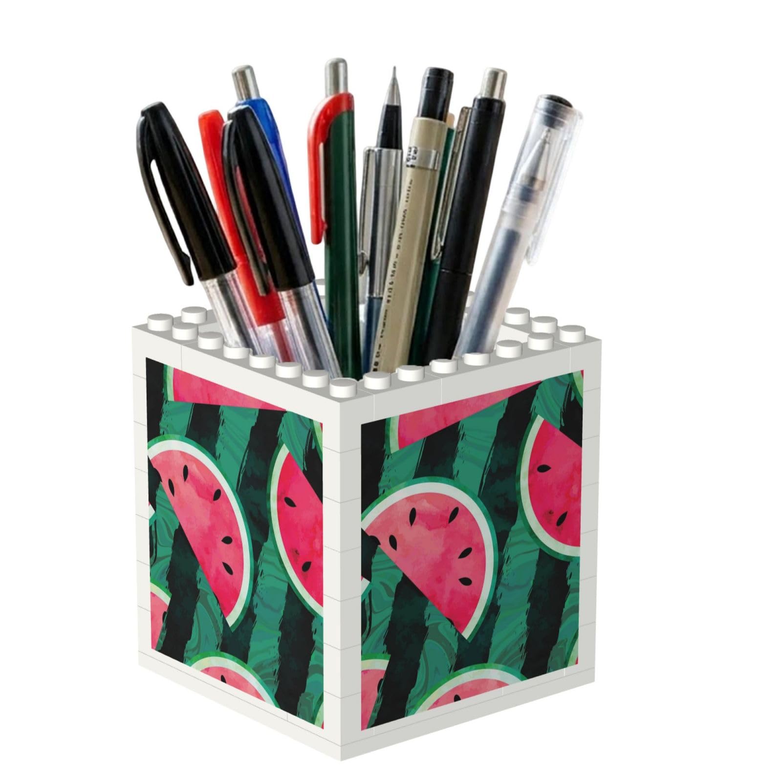 Poadnly Summer Watermelon Cool, Pen Pot Pencil Holder for Office Home School, Compact Desk Organiser for Office Stationery