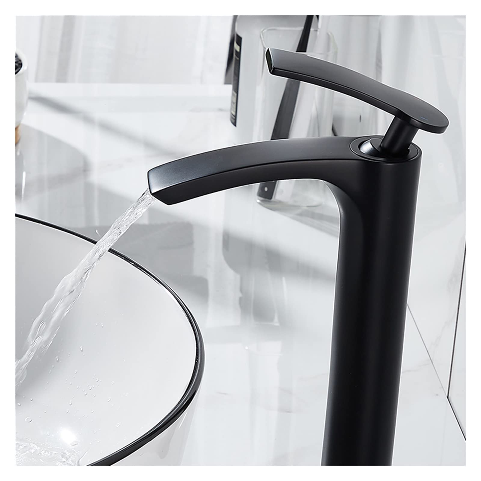 Grifo de Lavabo para baño, Grifo Mezclador de Agua fría y Caliente de latón Tallado, Grifo Mezclador de Lavabo de Oro Negro, grúa