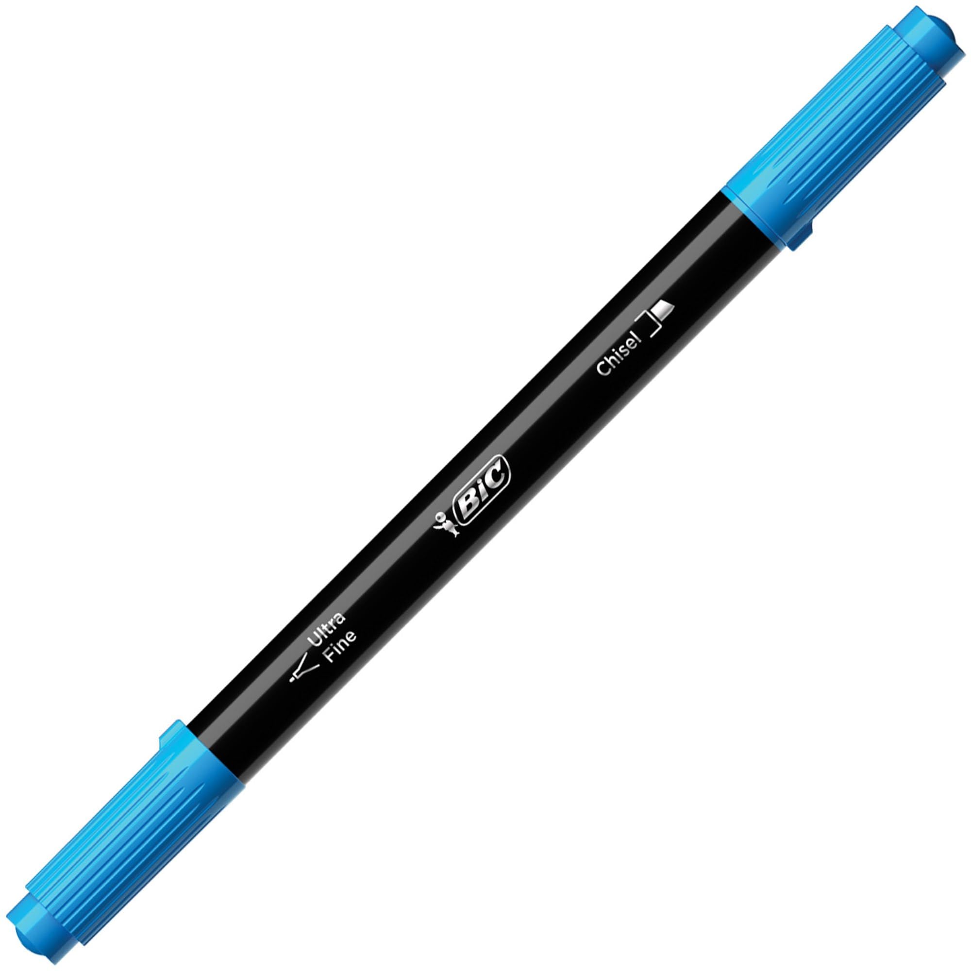 BIC® Intensity Dual-Tip zakreślacze, końcówka dłuta, ultracienka końcówka, czarne beczki/różne kolory, opakowanie 6 zakreślaczy