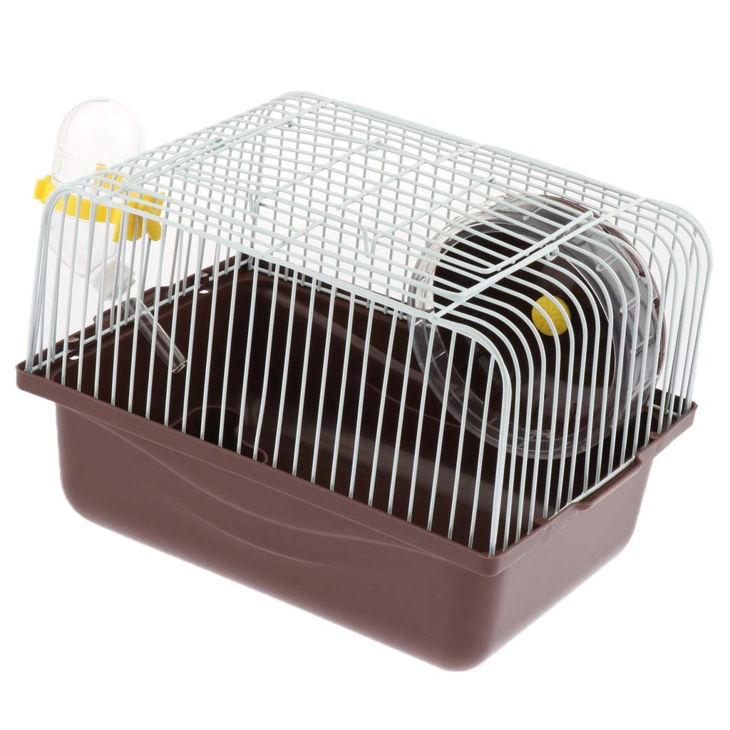 Hamsterkäfig für kleine Haustiere, Mäuse, Maus, Haus, Bett, Transportbox mit Laufrad, Spielzeug, Wasserflasche, Hamster, Reisekäfig (Schokolade)