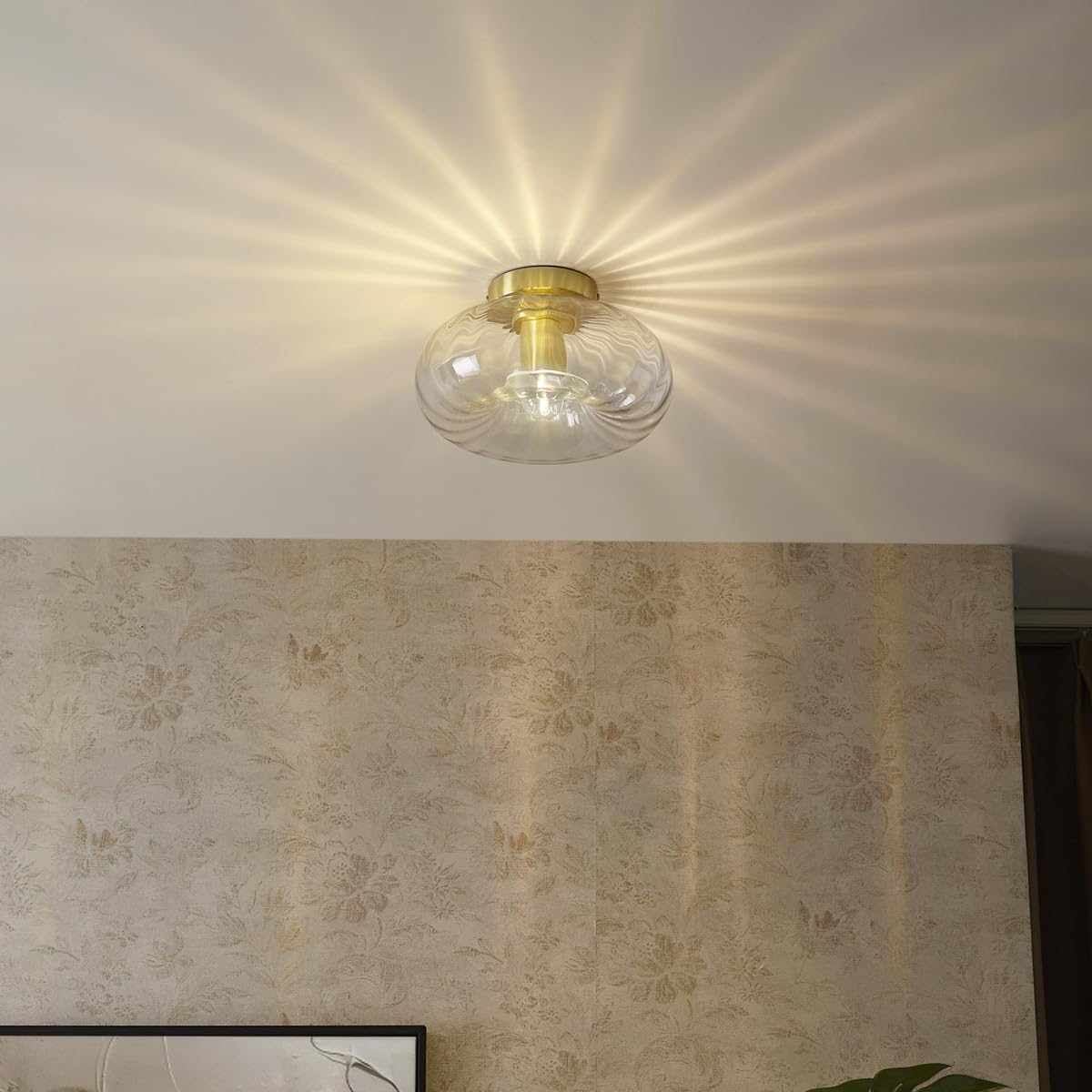 Qazqa ayesha - Lampada da soffitto Art déco - 1 luce - Ø 27 cm - Oro - Art déco - Soggiorno I Camera da letto I Sala da Pranzo I Cucina