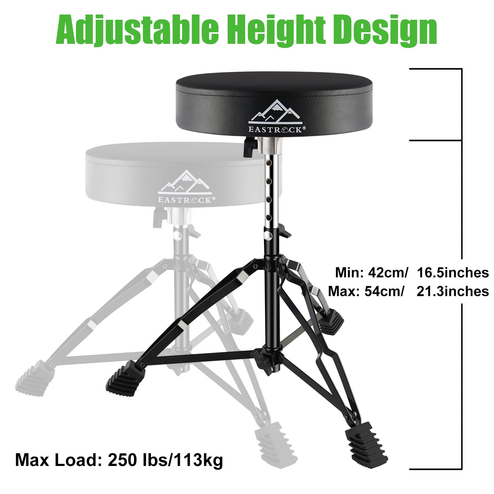 EASTROCK Drum Throne Drum Seat Height Adjustable Padded Drum Stools