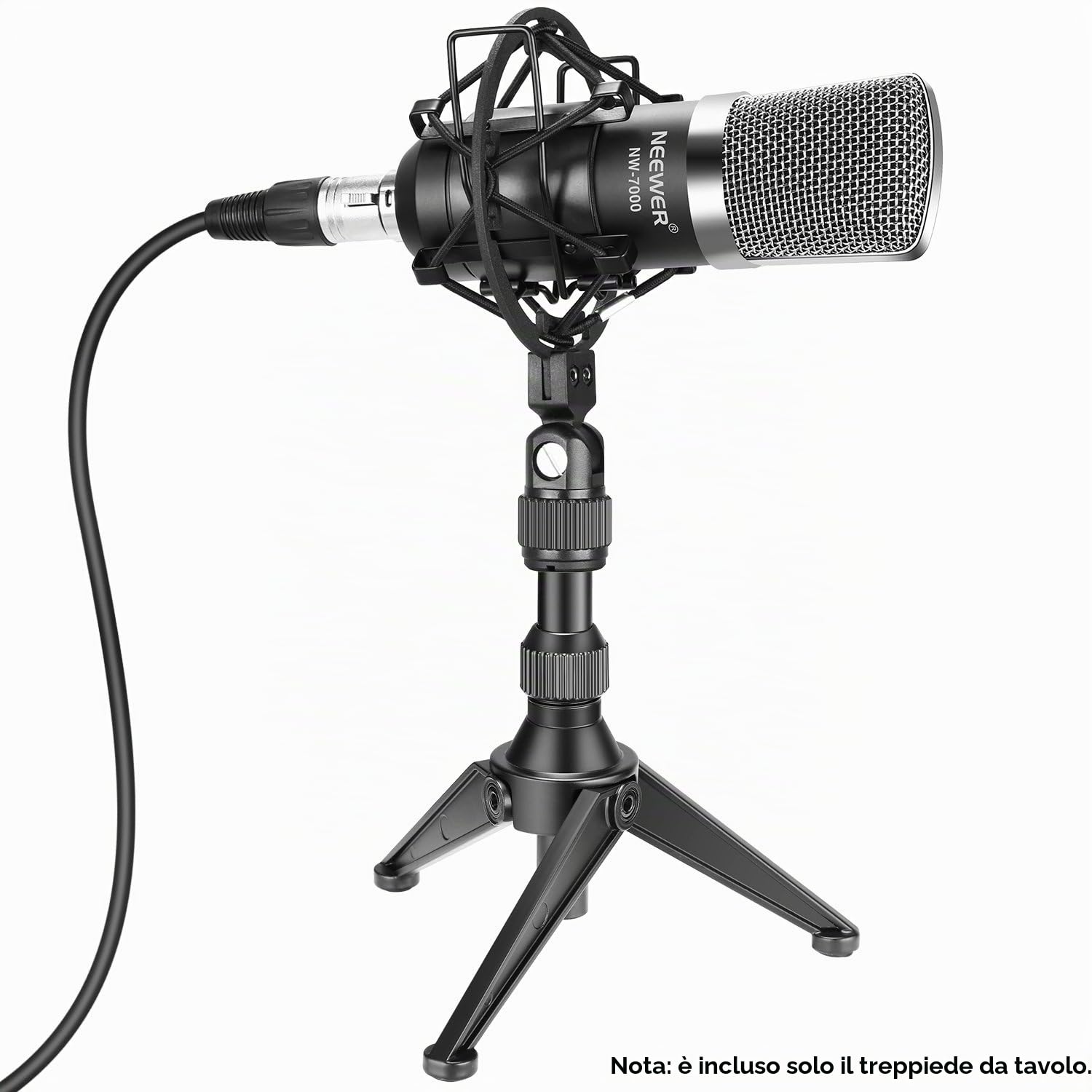 Neewer Mini treppiede pieghevole per microfono da tavolo, altezza regolabile da 12,5 a 19 cm, per lezioni, podcast, chat online, riunioni, screencast e altro (NW-050)