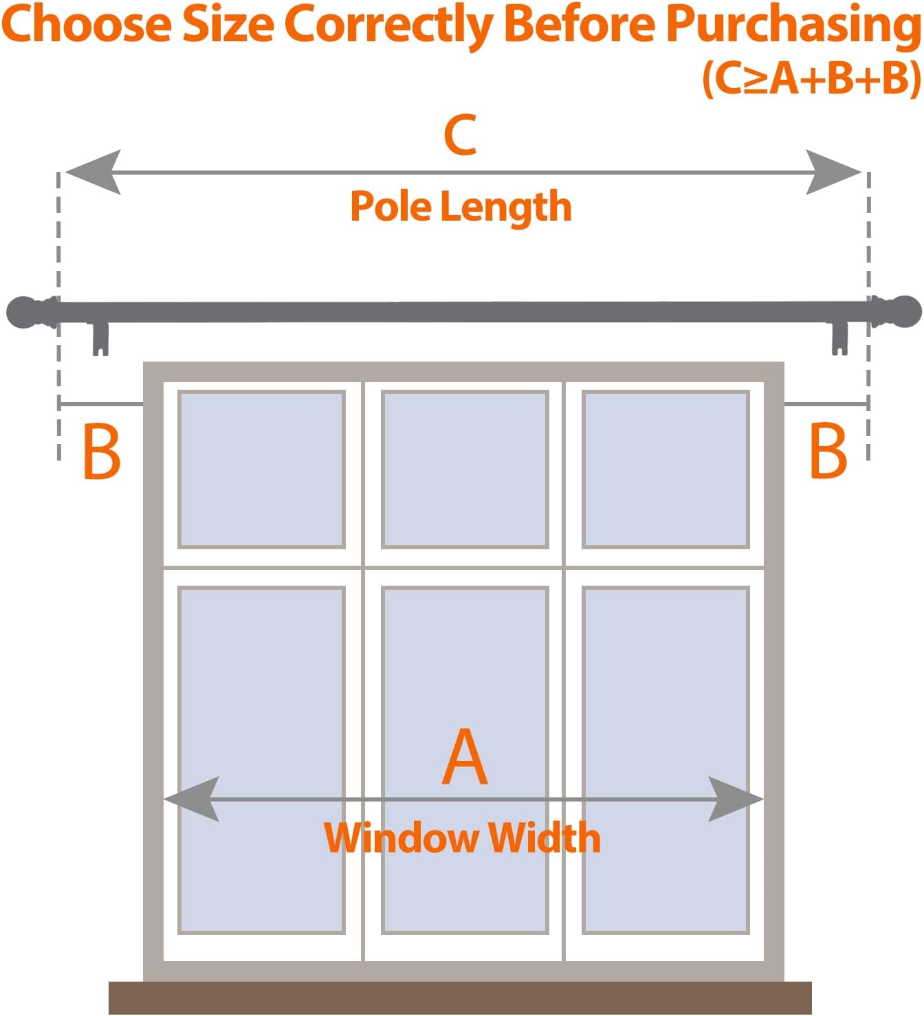Extra Long Curtain Rods 120 to 200 inch, Heavy Duty 1 inch Curtain Rods for Windows Easy Install, Adjustable Metal Thick Drapery Rod for Bedroom, Patio, Living Room, Black