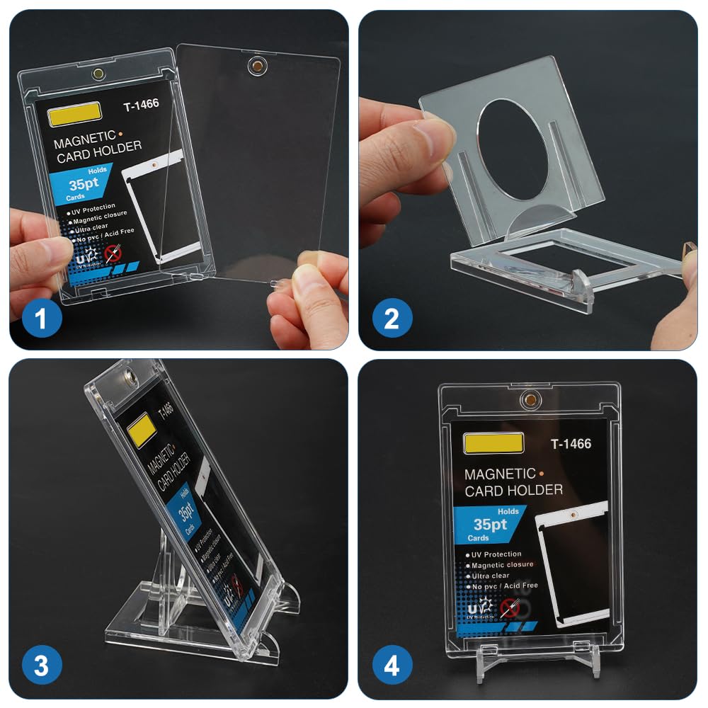 Lot De 6 Boîtiers Magnétiques 35PT – Protection UV, Acrylique Transparent, Support Inclus – Pour Cartes à Collectionner