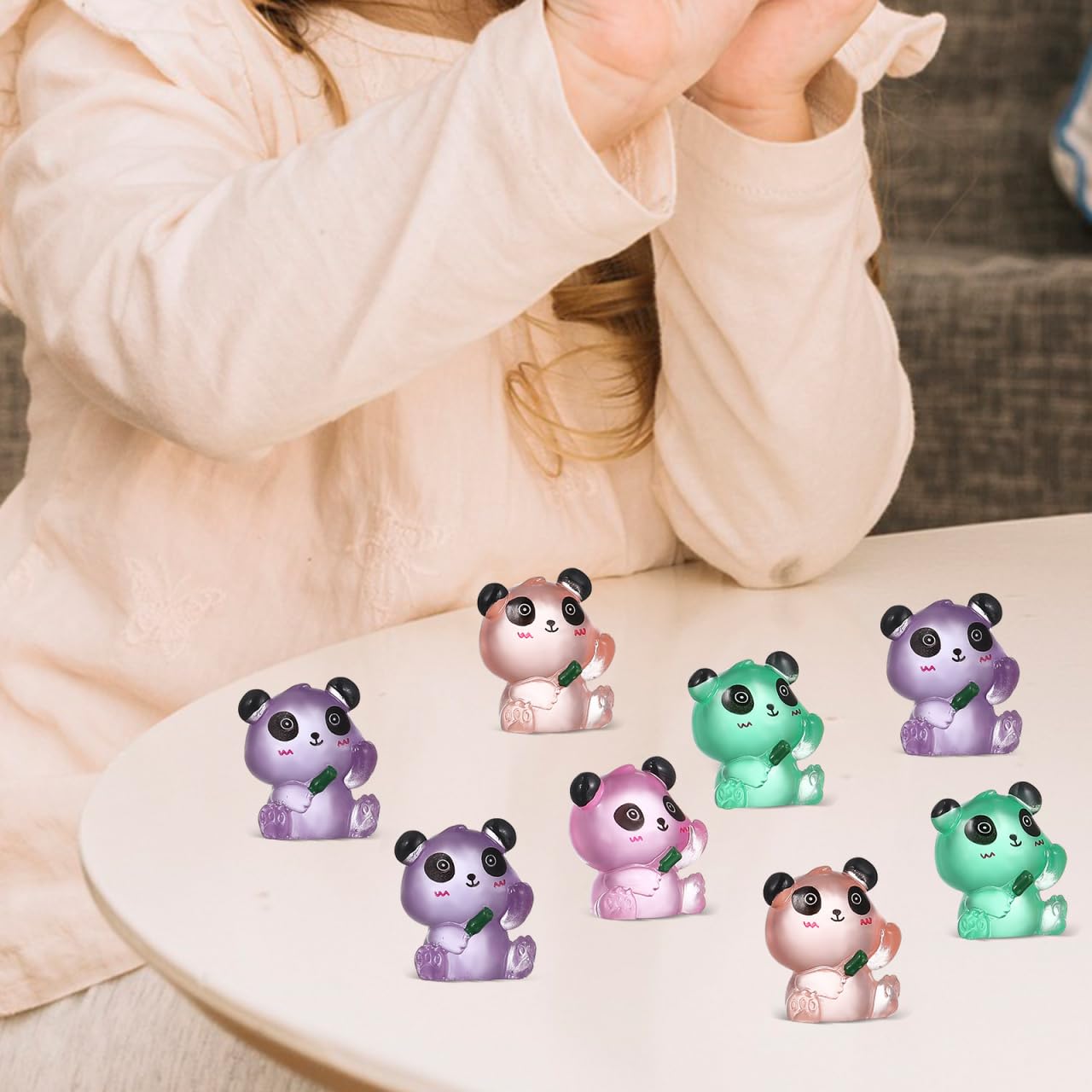 56 Pcs Glow in the Dark Mini Resin Panda Figures Tiny Luminous Animal Figurines for Garden Indoor Decor Miniature Panda Sculptures for Fairy Garden Party Ornaments - Image 2