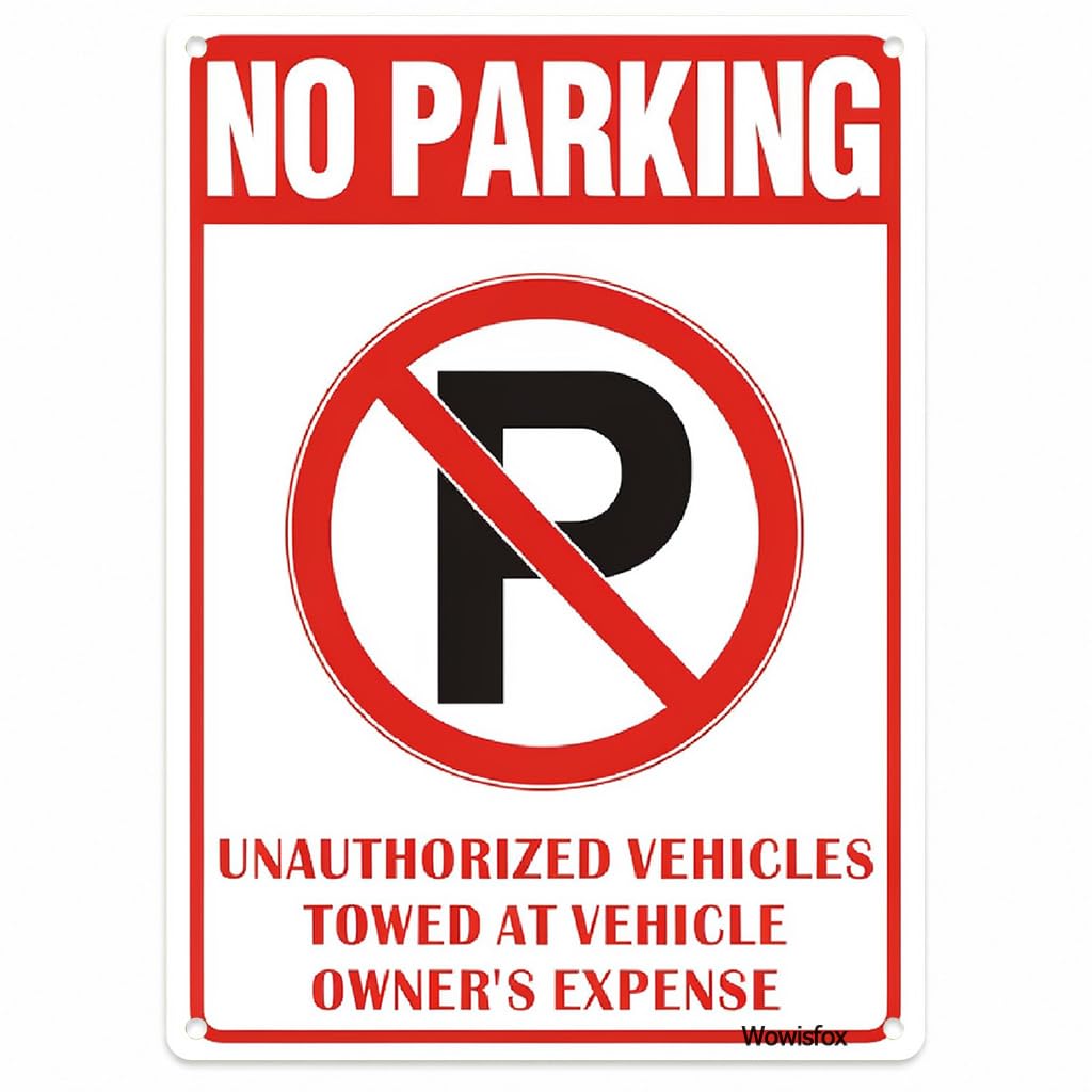 No Parking Tow Away Sign, 8 x 12 Inch Aluminum with Mounting Holes