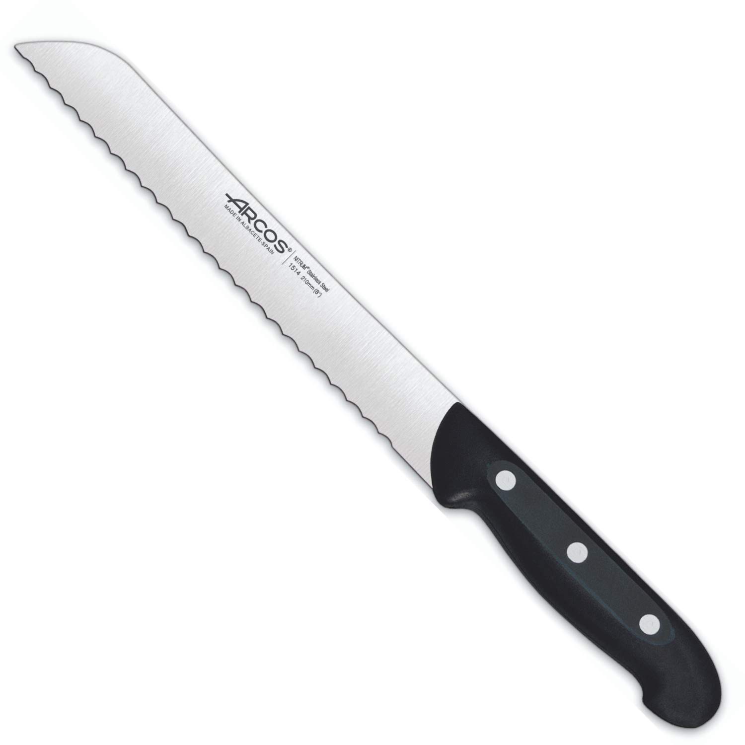 Arcos-Juego de cuchillos + Maitre Cuchillo Panero, Acero Inoxidable, Negro, 210 mm