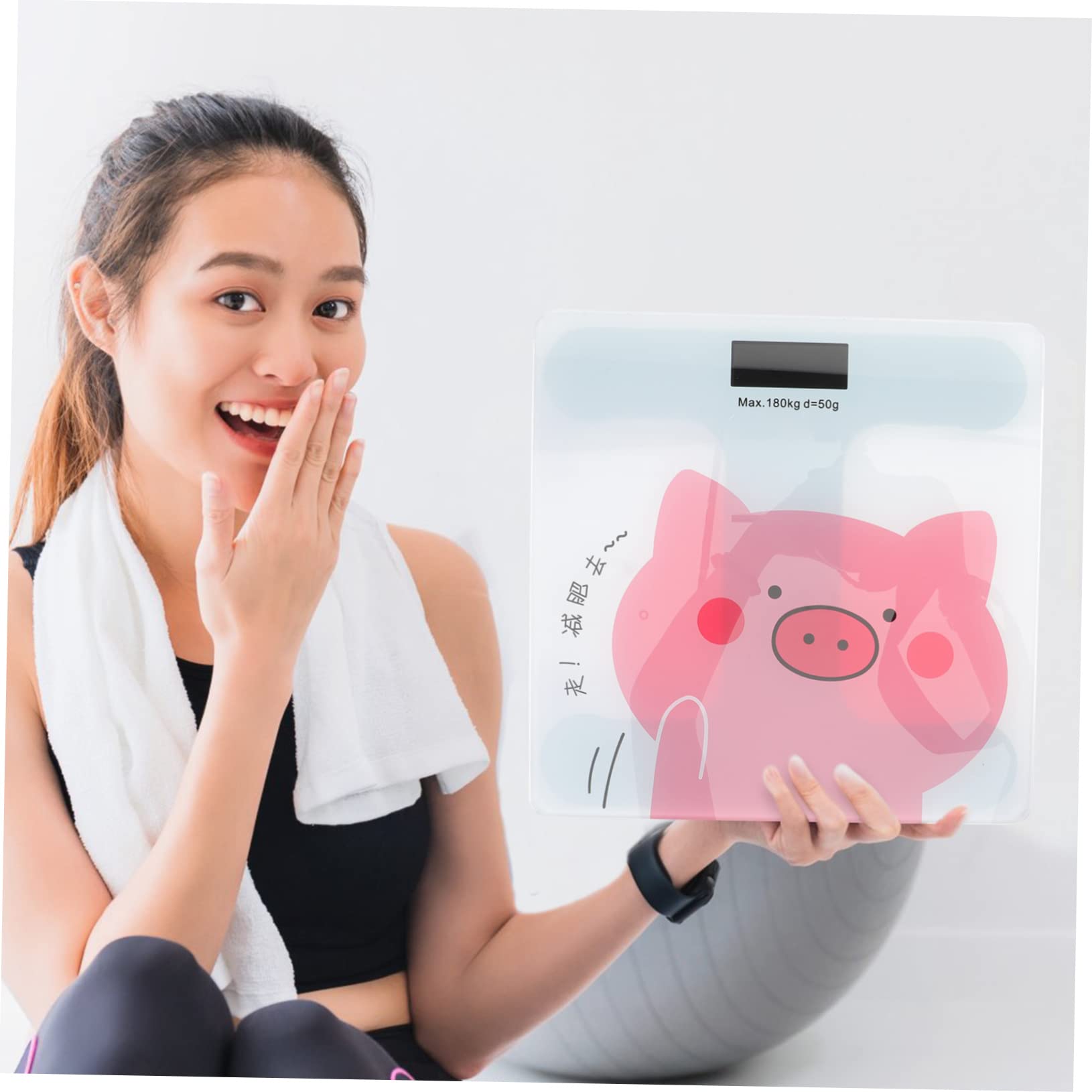 Báscula Digital de Dibujos Animados Encantadora para Baño Recargable | Cristal Templado, Diseño Automático, Batería Integrada, Capacidad de Carga Alta