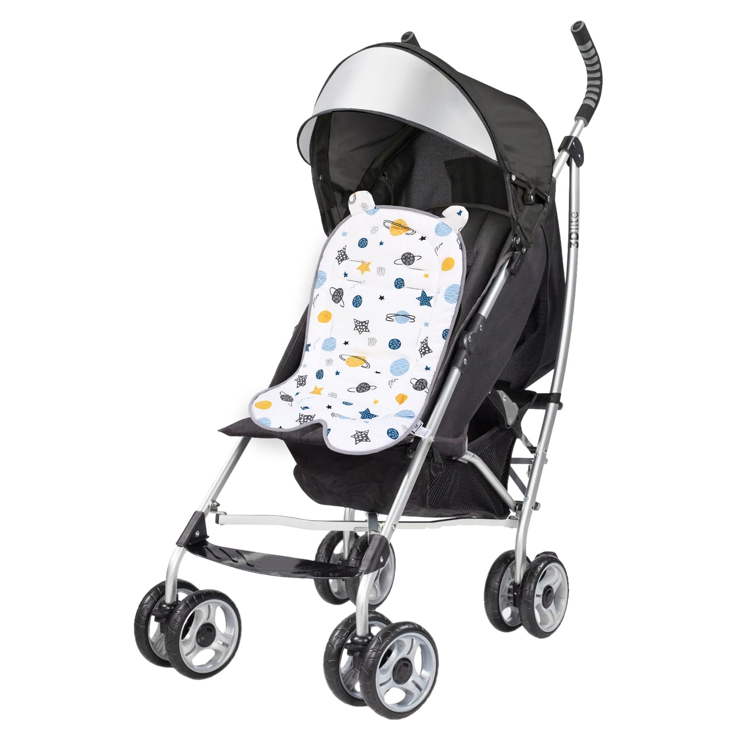 Baby Sitzeinlage, 34x62 cm Baby Sitzauflage für kleine Kinderwagen Weiche Atmungsaktiv Autositz Kinderwagenauflage für Babyschale (Planet)