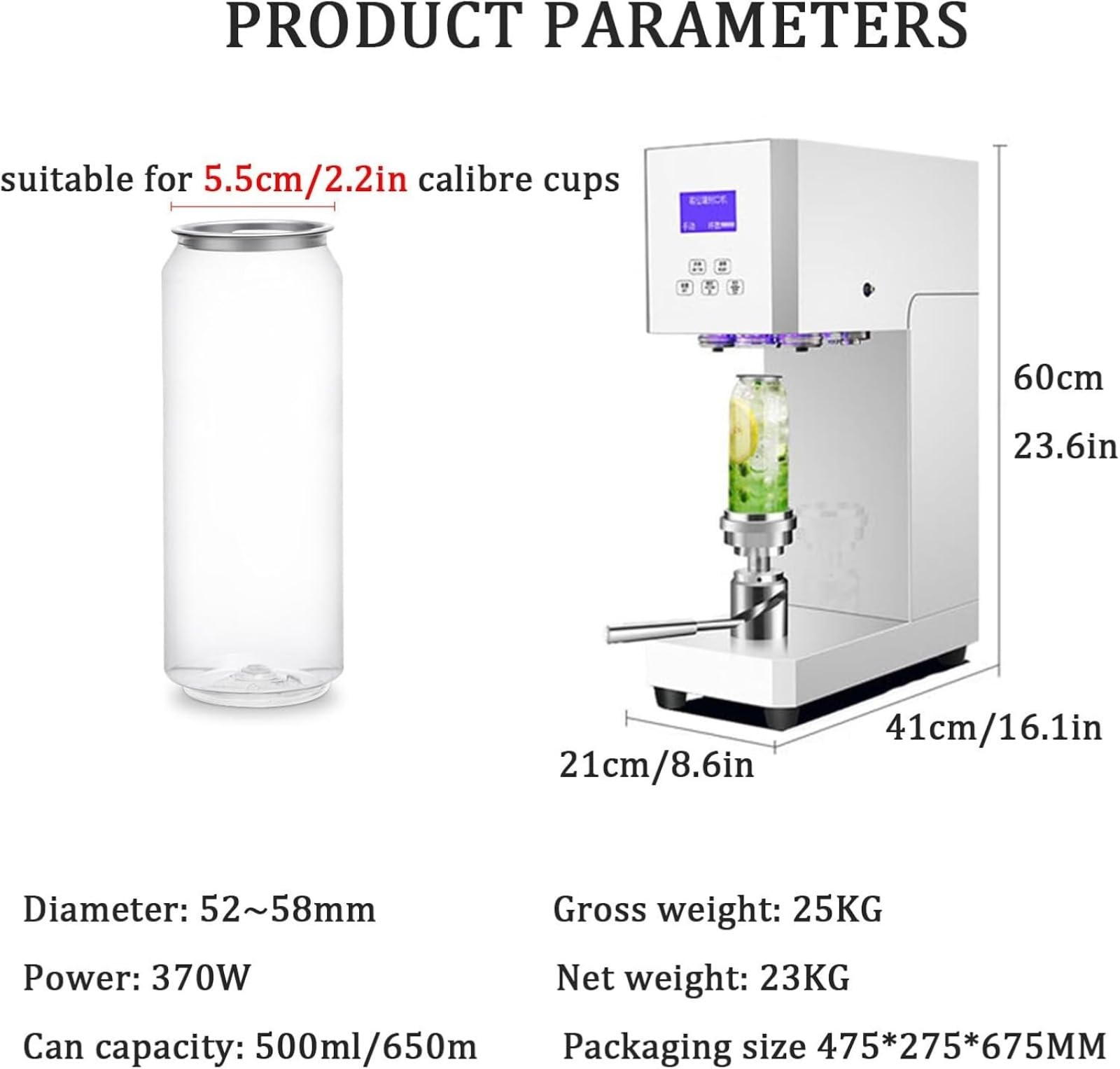 Halbautomatische Dosenversiegelungsmaschine, 370 W elektrische Nahtmaschine für 330 ml - 650 ml Dosen, auslaufsicherer Verschluss für Lebensmittel-, Getränke- und Chemikalienbehälter