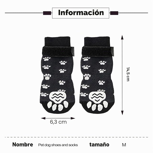 Foto 2 de 7 de Eowppue Calcetines Perro 2 Pares De Calcetines Antideslizantes para Perros Gatos Protectores De Patas…