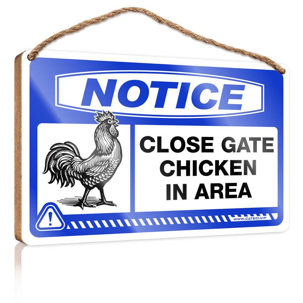 HMQW Vintage Bathroom Sign Notice Close Gate Chicken In Area Wooden Sign Hanging Decor Outdoor Porch Man Cave Furniture(23X35CM)