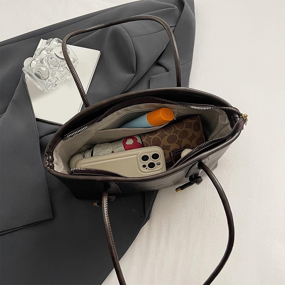 Retro-Schultertasche aus PU-Leder, Trendige Achseltasche mit großem Fassungsvermögen, Designer-Handtasche für Damen, ideal fürs Büro