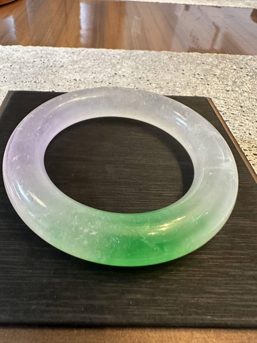 C-200 翡翠バングル春彩お守り開運腕輪内径57.5mm 