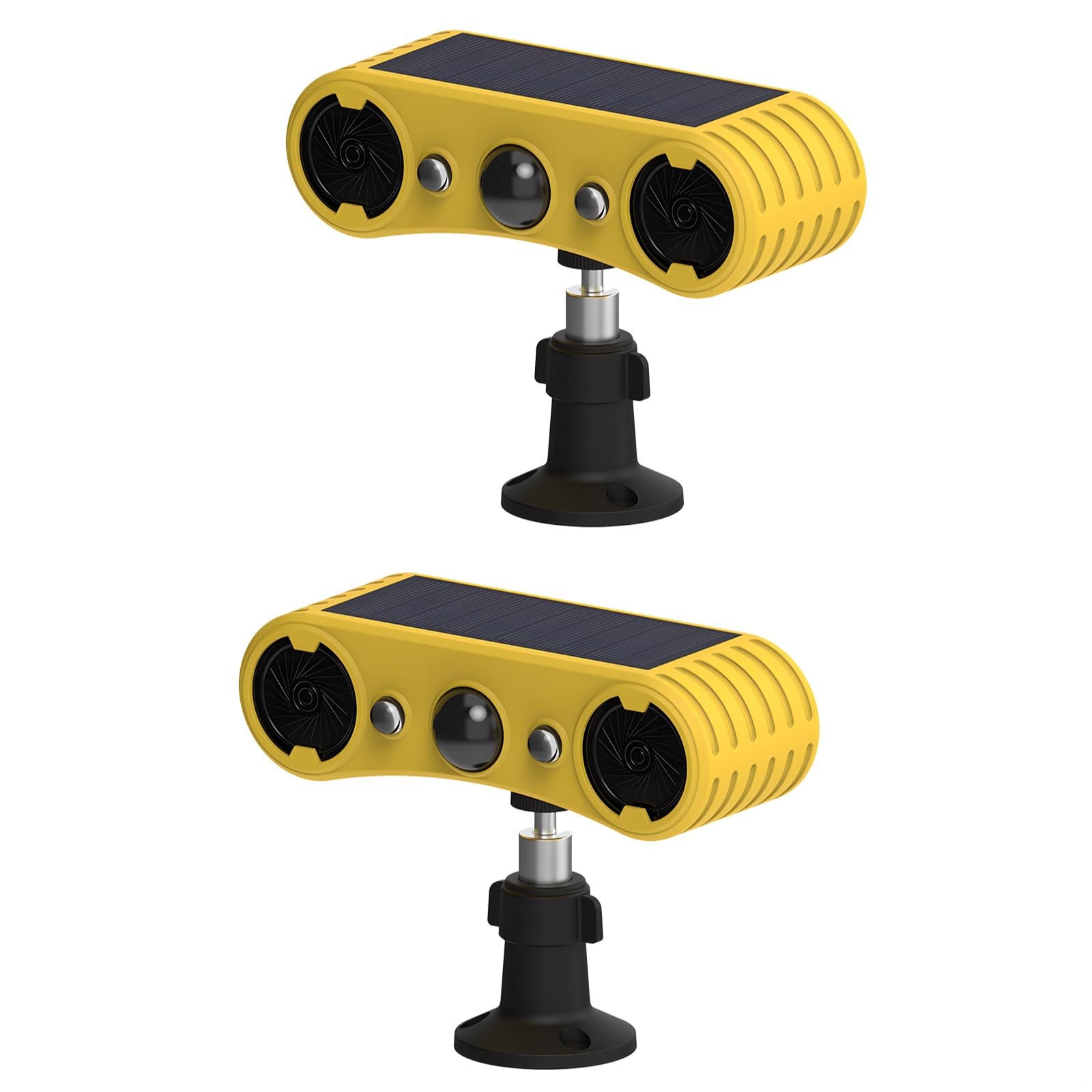 2 alarmas de sensor de movimiento alimentadas por energía solar, sistema impermeable para exteriores con 13 alertas de sonido, luces LED duales, detección 24/7, fácil instalación inalámbrica