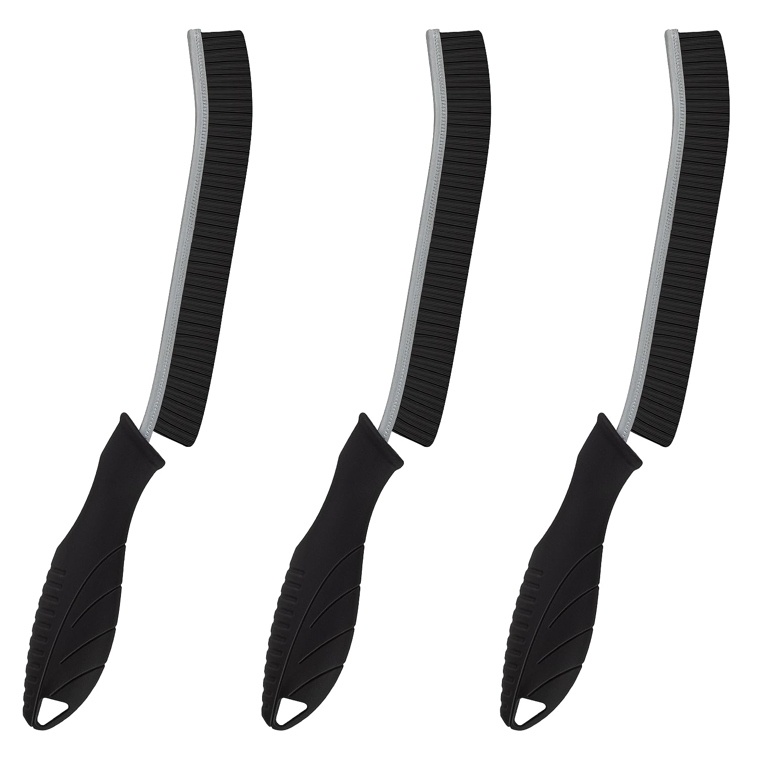 Hartborsten Reinigungsbürste für Ecken und Spalte im Badezimmer und Küche (3pcs, Schwarzer Griff)