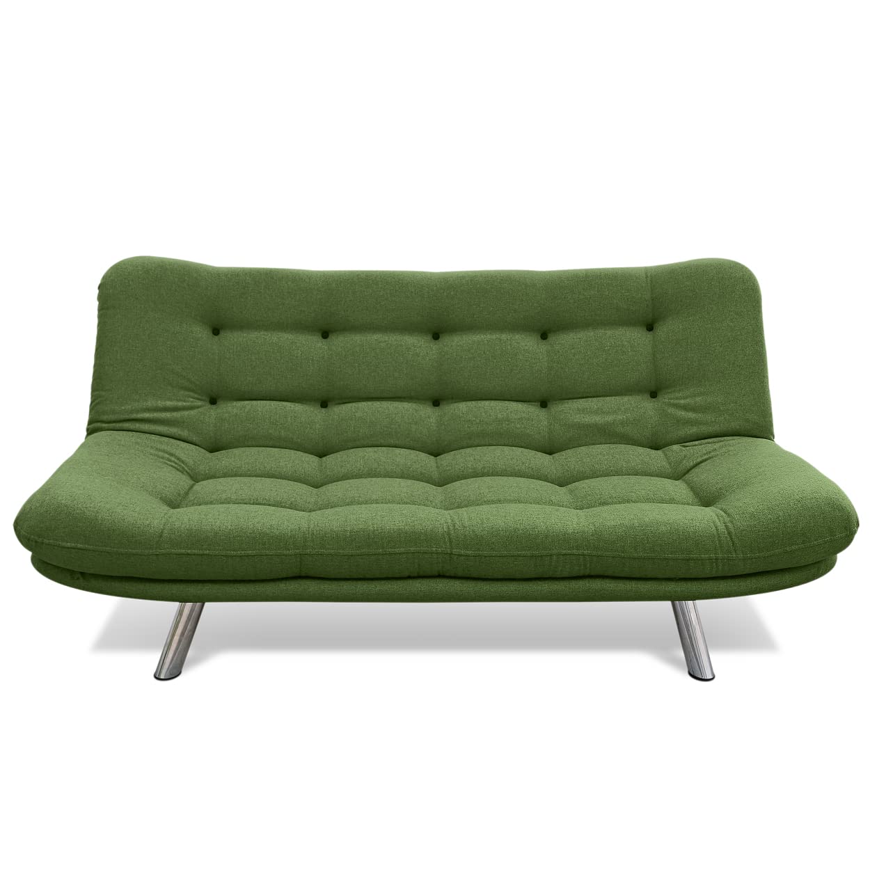 EVERGREENWEB - Divano clic clac trasformabile in comodo divano Letto con Materasso Futon | Moderno Divano Letto per Soggiorno, Studio, Salotto, Camera | Lea (Verde)