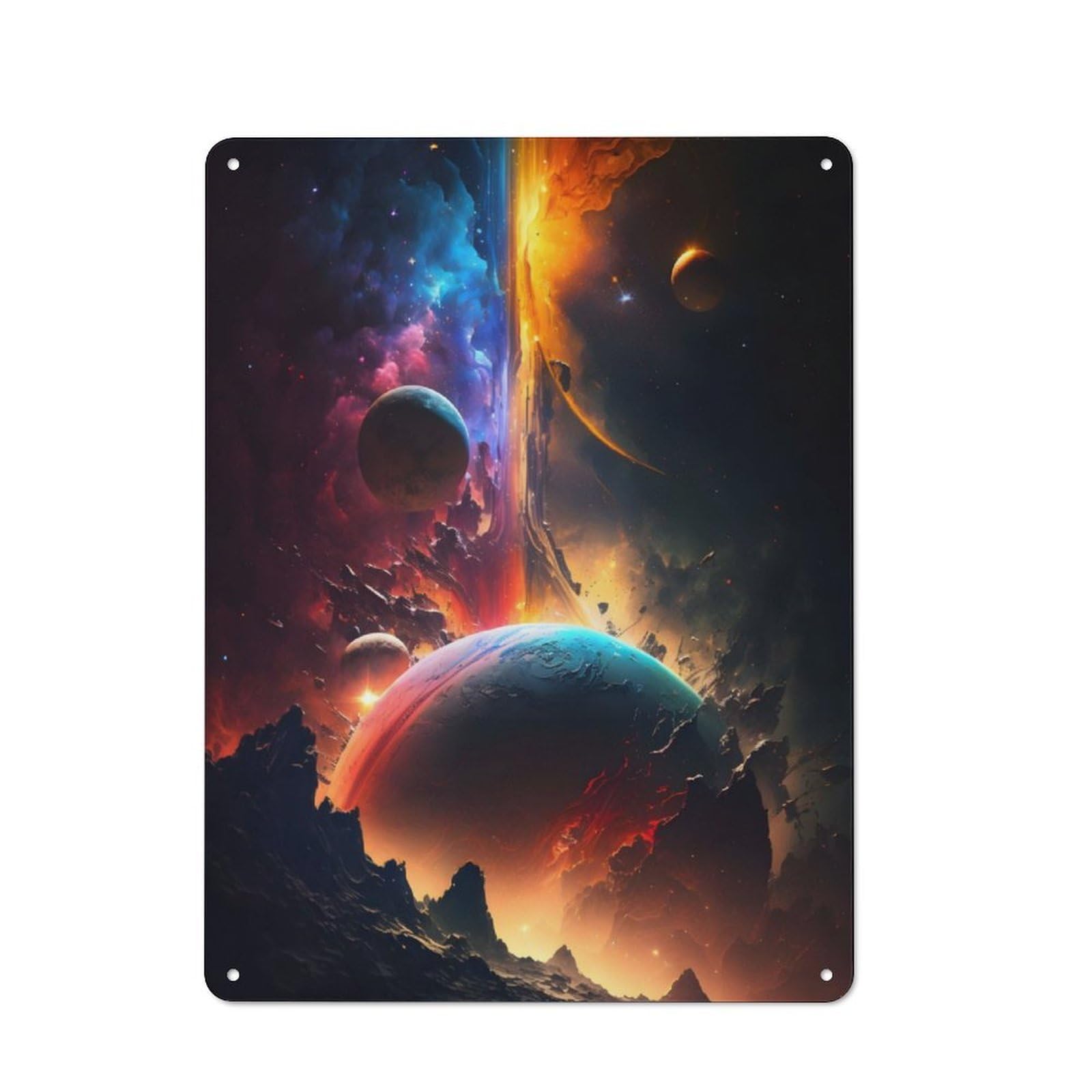 Junmoney Colors Of Universe Metal Plaque 40X30cm With For Garage Wall, Retro Decor, For Themed Interiors In Garages And Workshops