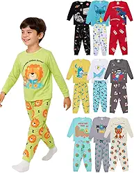 Kit Sortido 4 Peças Pijamas Longos Infantis Menino - 2 Conjuntos Pijamas Manga Comprida Masculino Algodão