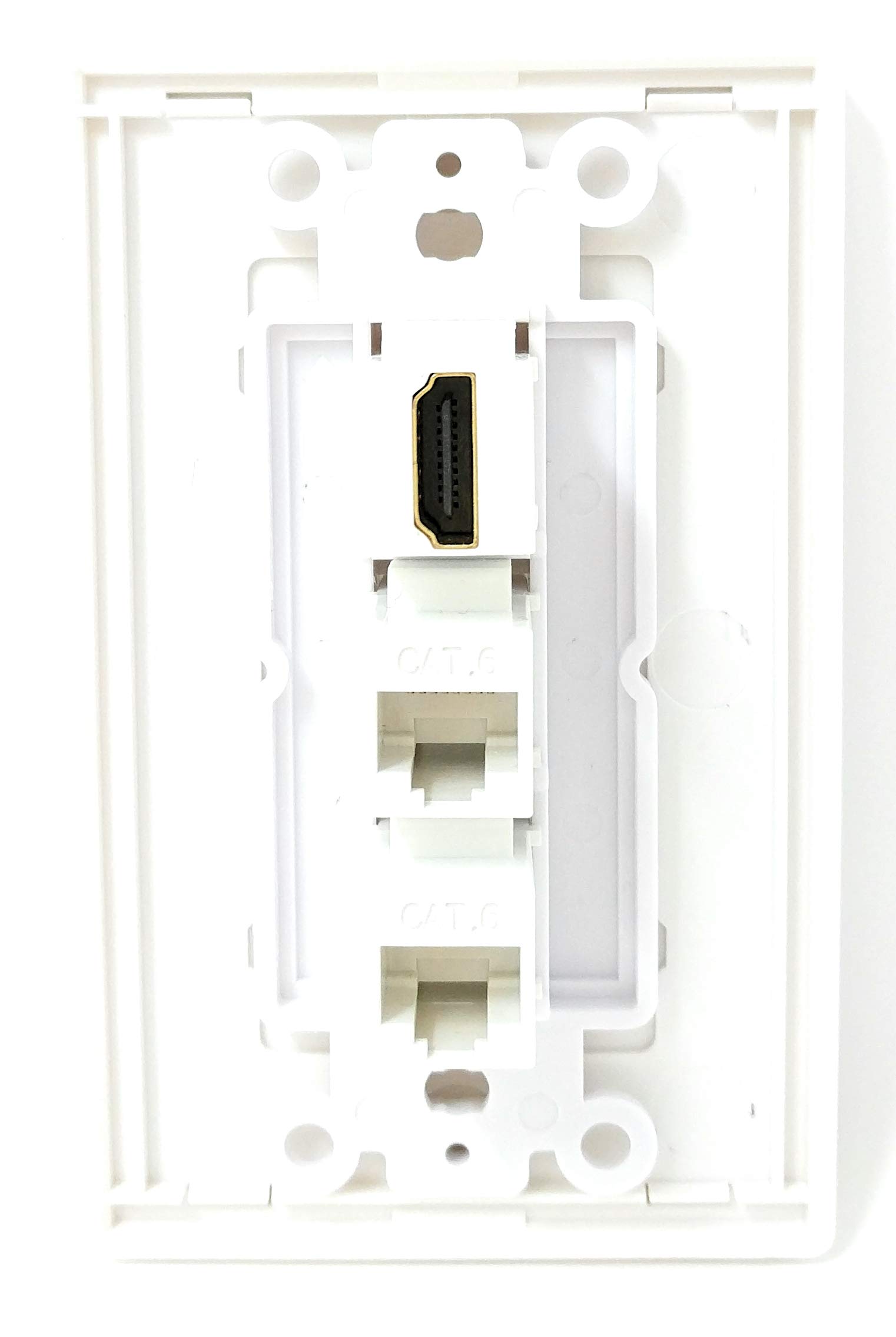 Riteav Piastra A Muro Bianca Decorativa Con 2 Porte HDMI E 2 Porte CAT5e Ethernet - 6