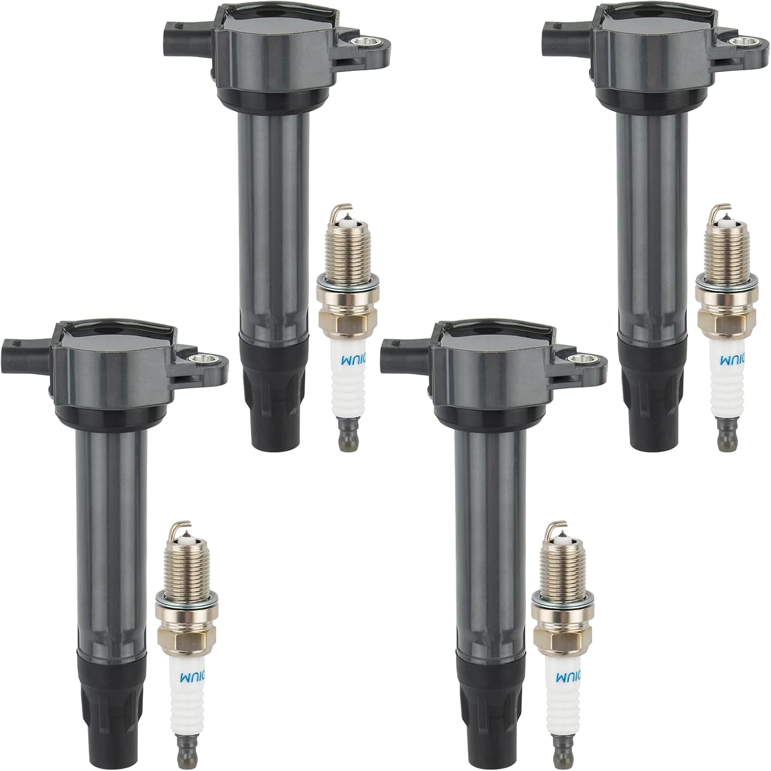 Set of 4 UF557 Ignition Coil Packs and Iridium Spark Plugs Compatible with Jeep Patriot Compass, Dodge Avenger Caliber Journey, Chrysler Sebring 200 Replaces GN10346, 5C1644