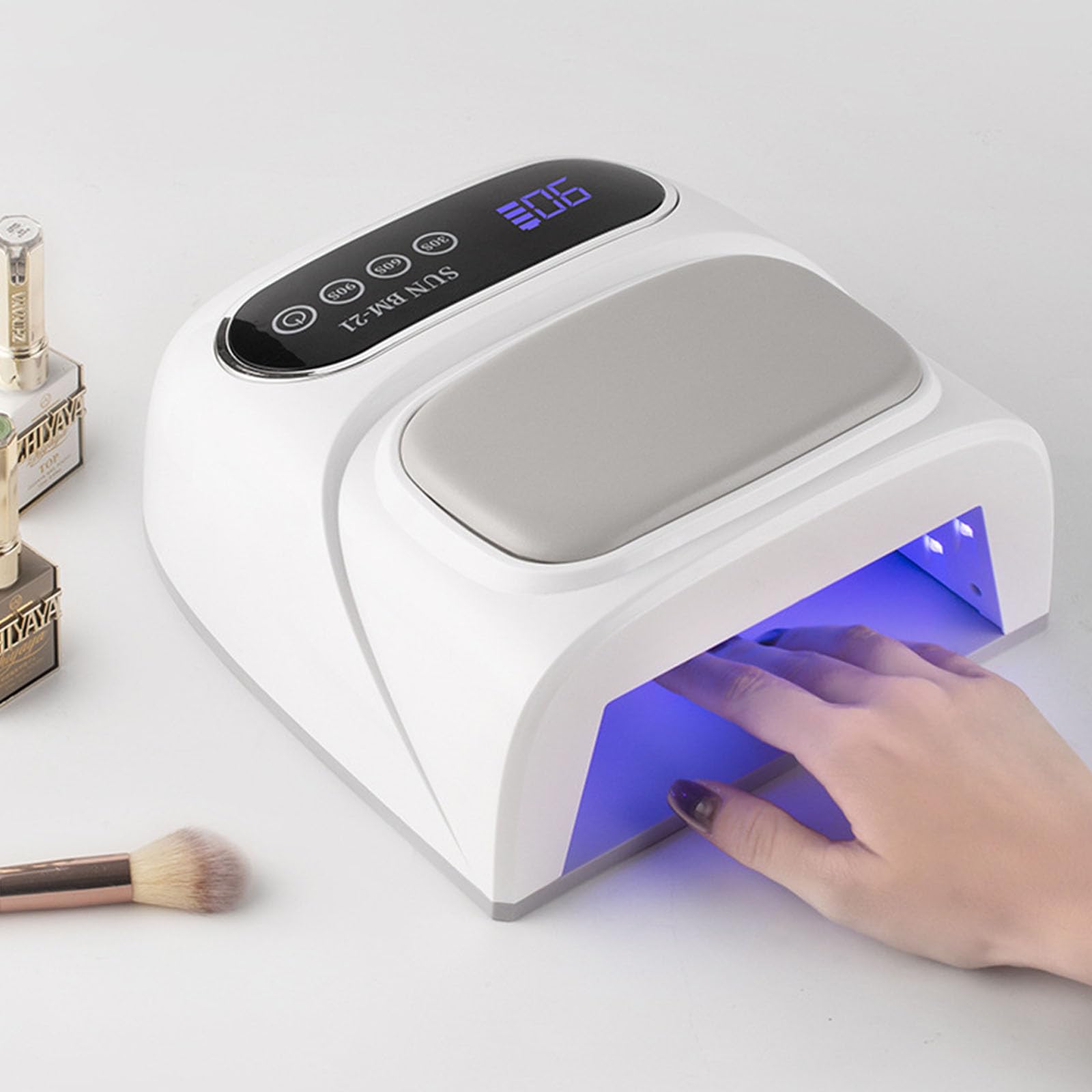 Lampada professionale senza fili per unghie, struttura in ABS, poggia mano ergonomica, luce ad alta intensità per una rapida polimerizzazione delle unghie