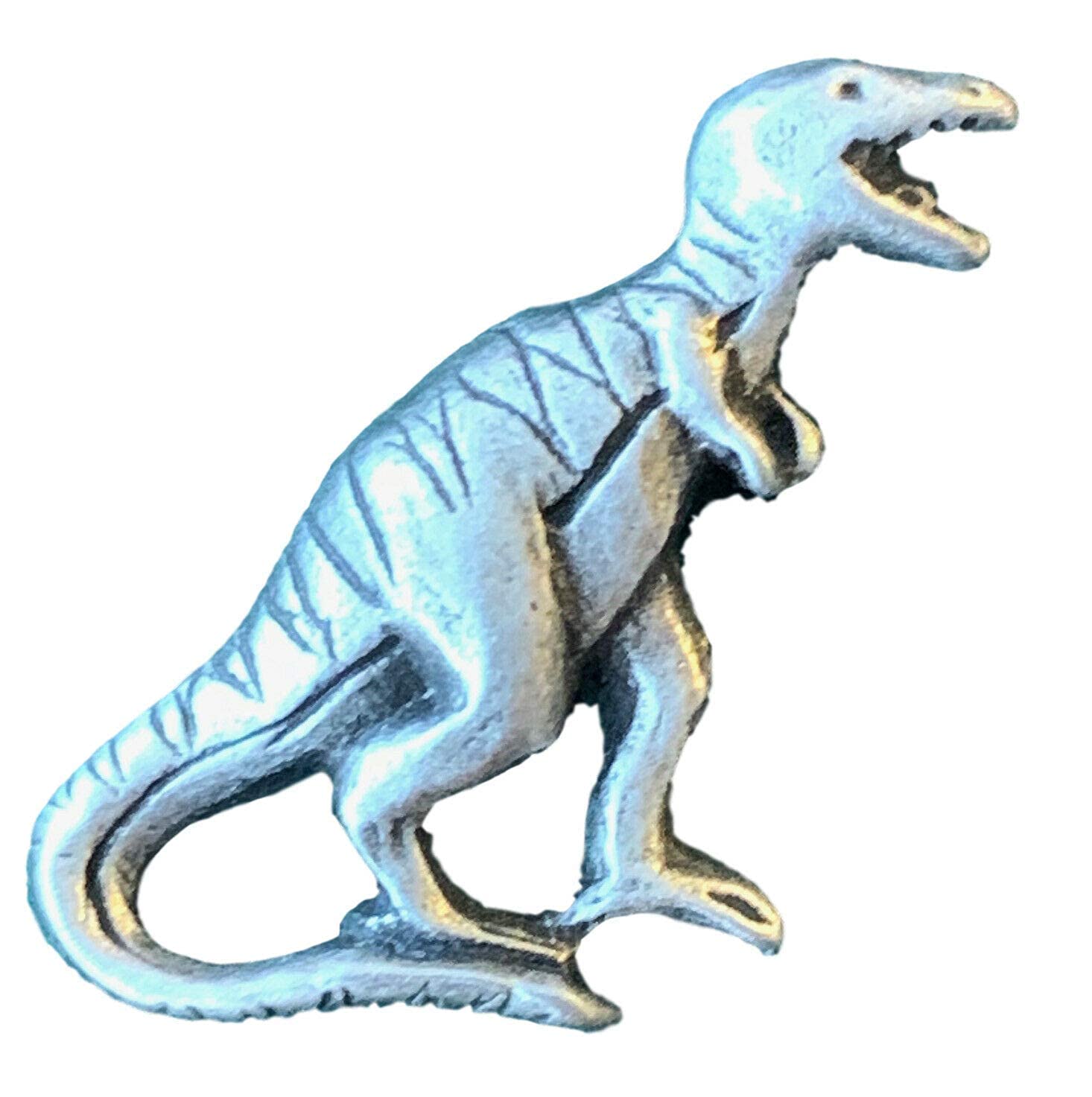 Emblems-Gifts Blue T-Rex Monster Handmade From Lead Free Pewter Lapel Pin Badge (H) + 59Mm Button Badge