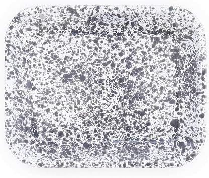 Enamelware Large Open Roaster, 13.5 x 10.75 inches, Grey/White Splatter