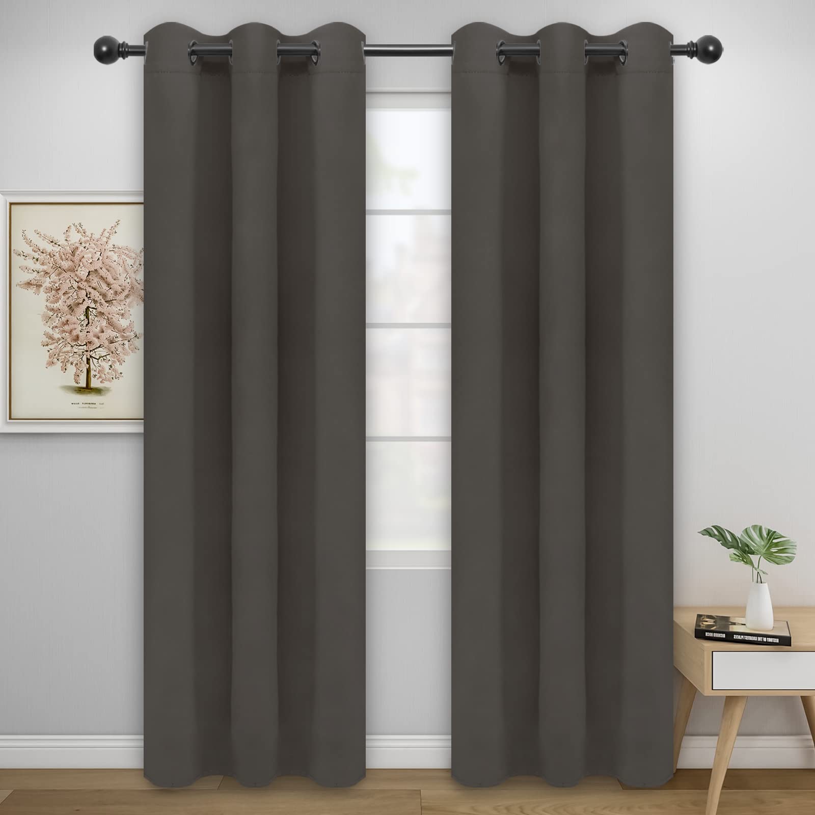 Easy-Going Blackout Curtains for Bedroom, Solid Thermal Insulated Grommet and Noise Reduction Window Drapes, Room Darkening Curtains for Living Room, 2 Panels (42x95 in, Taupe) — image 1