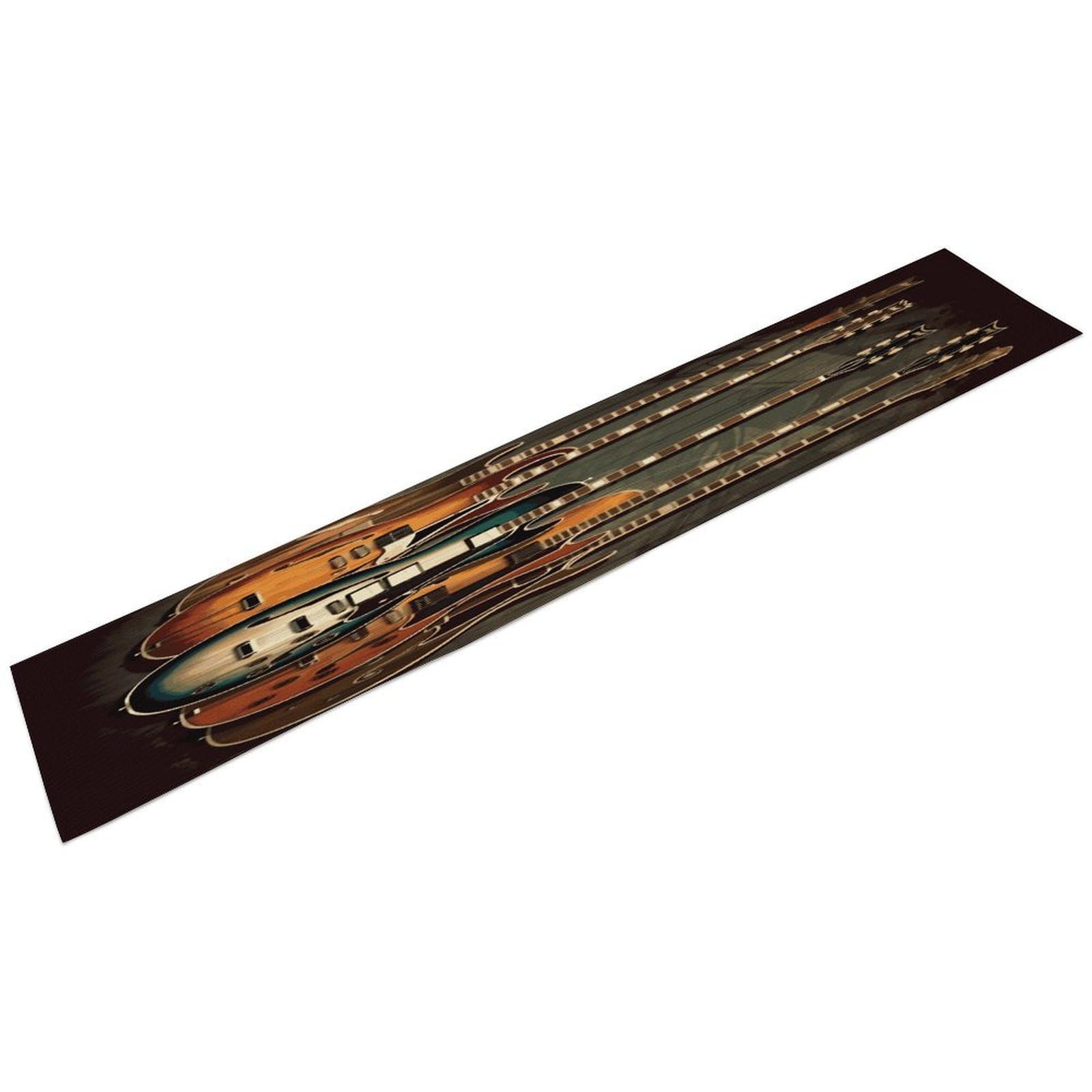 Btcowzrv Style Guitars Art Linen Table Runner 72.4 Inches Long, Machine Washable Table Runner For Party Kitchen Dining Table Coffee Holiday Party Decor, 13.4"X72.4"