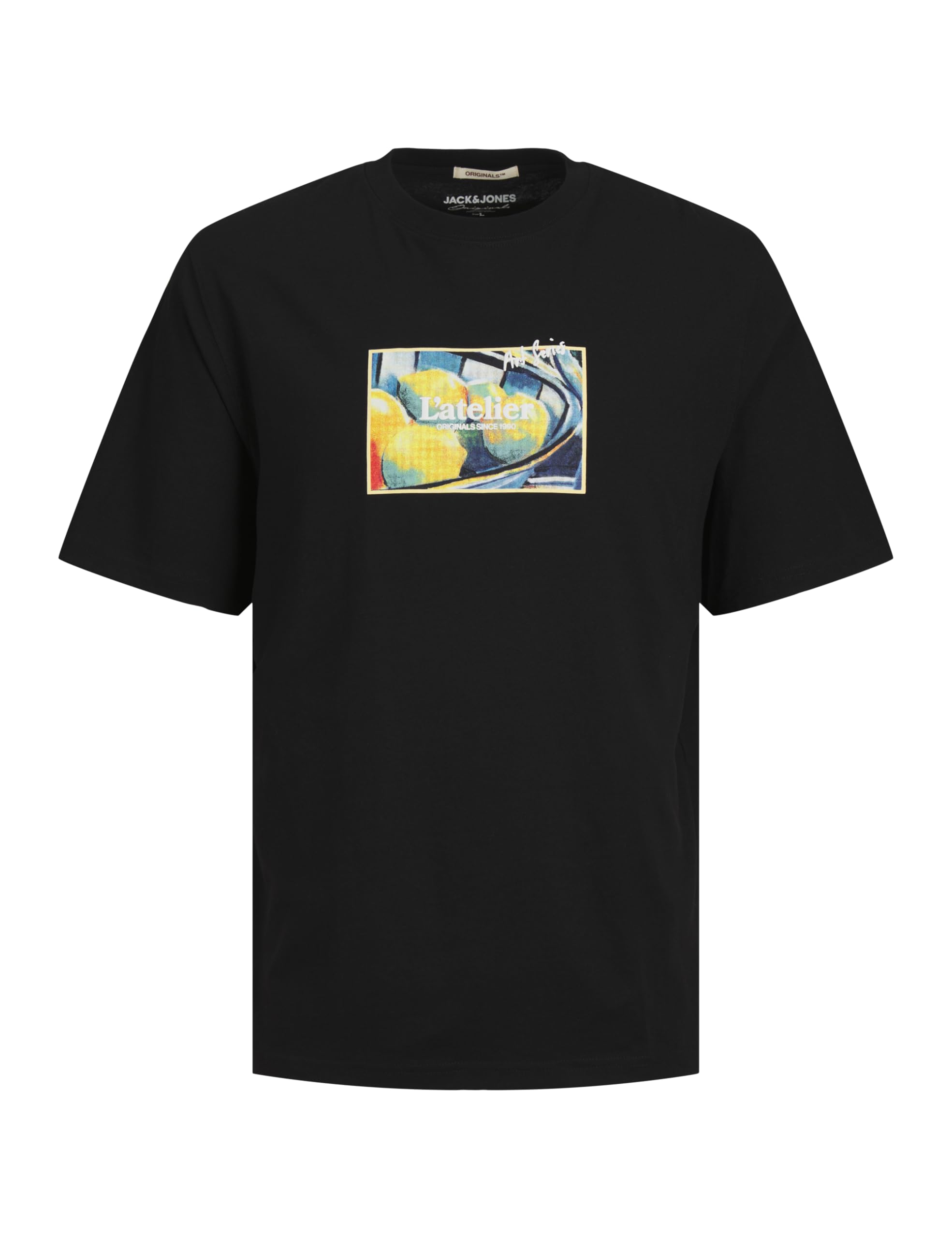 JACK & JONES Herren Jornoto Art Tee Ss Crew Neck T-Shirt, Schwarz, S