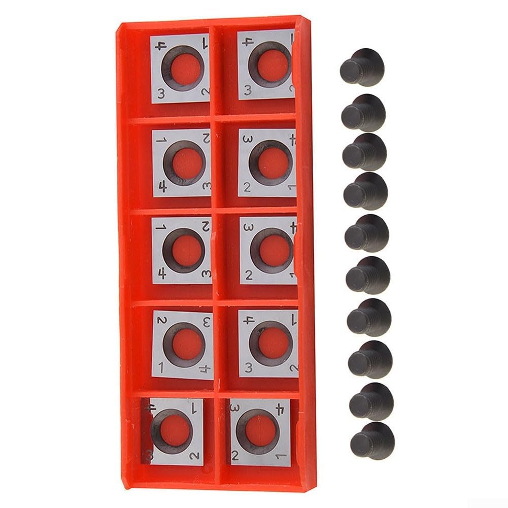 Plaquettes de coupe carrées en carbure 14 x 14 mm pour le travail du bois Tête de rabot en spirale avec vis M6 Lame de 30 degrés