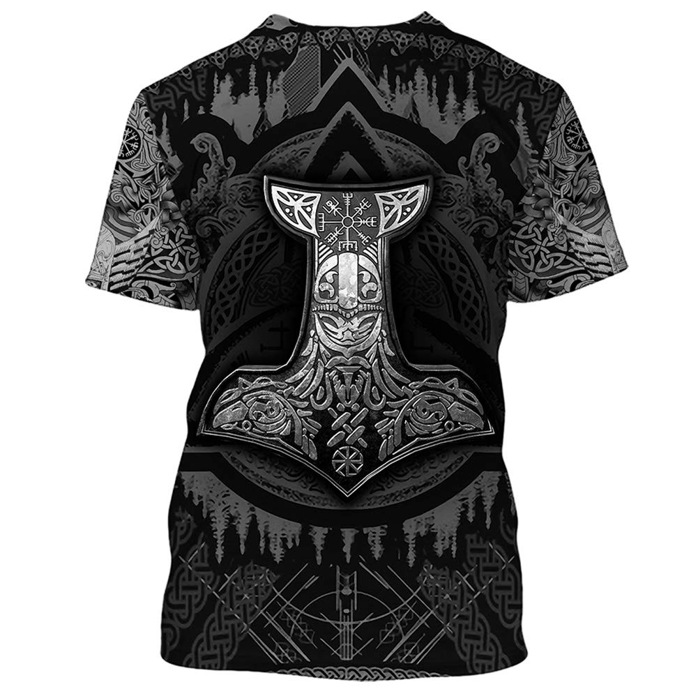 Enlachic Felpa Uomo Con Stampa 3D Tatuaggio Vichingo - Nero, Taglie Forti Fino A 5XL