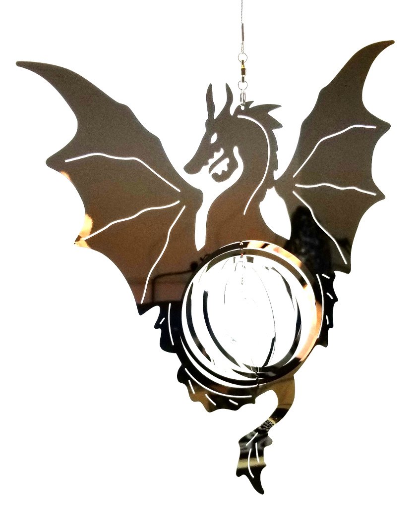 BWA Hanging Stainless Steel Garden Wind Spinner Sun Catcher Crystal - Large Dragon - Image 2