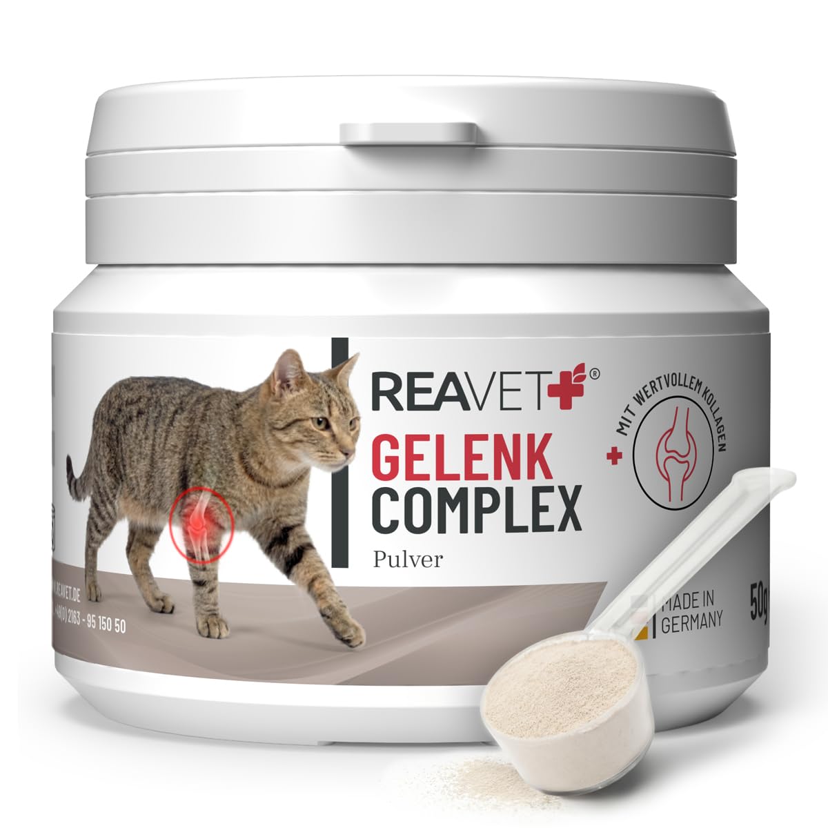 ReaVET Articulaciones Complex Cat para 3 meses, alternativa a las pastillas articulares – muy alta aceptación – Remedio especial para gatos, mejor que mejillón de labios verdes, MSM, garra del diablo,