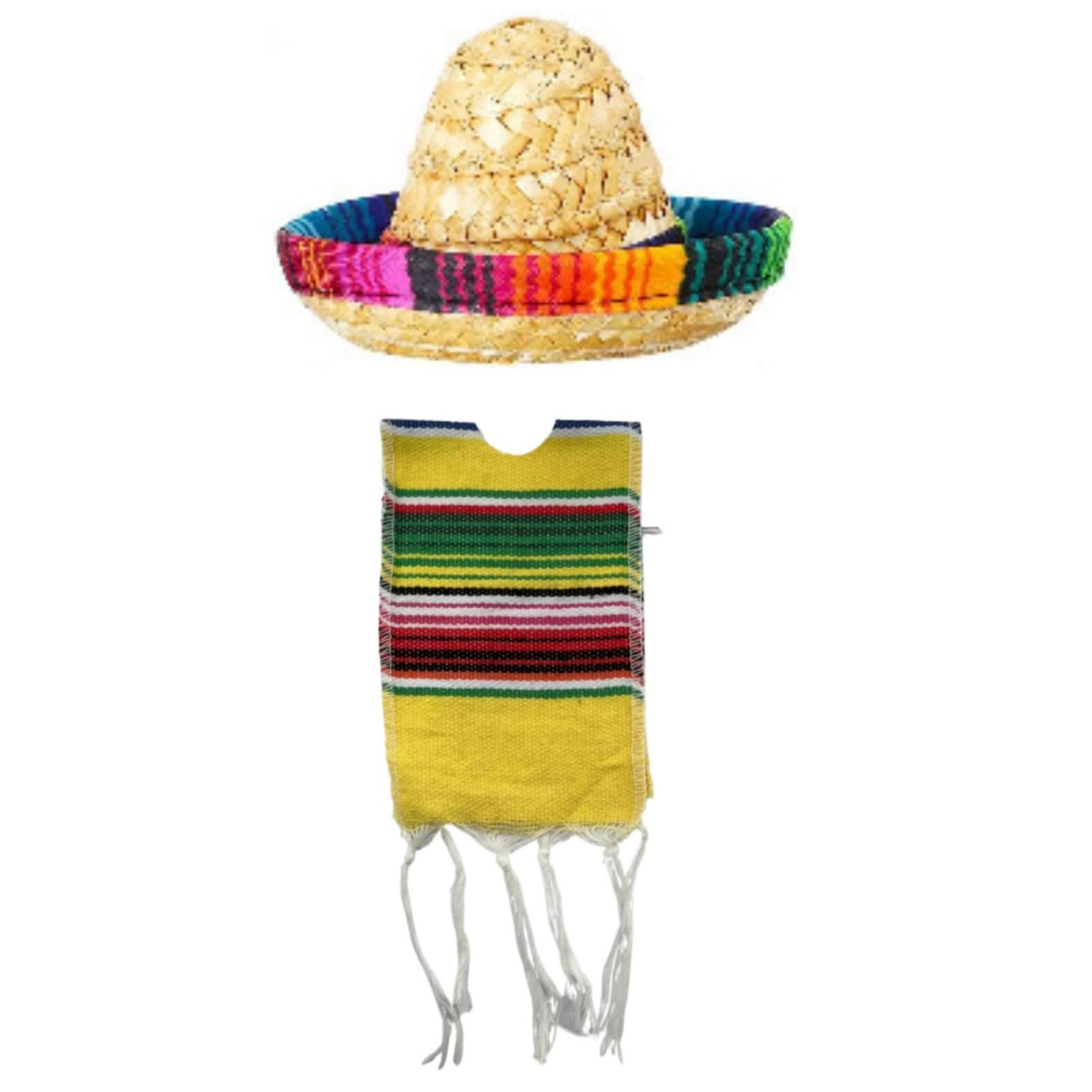 Small Mexican Sombrero Hats and Serapes Ponchos for Bottles, Colourful Beer Poncho Cover, Tiny Sombrero Hat, Mini Serapes Poncho For Bottles,yellow