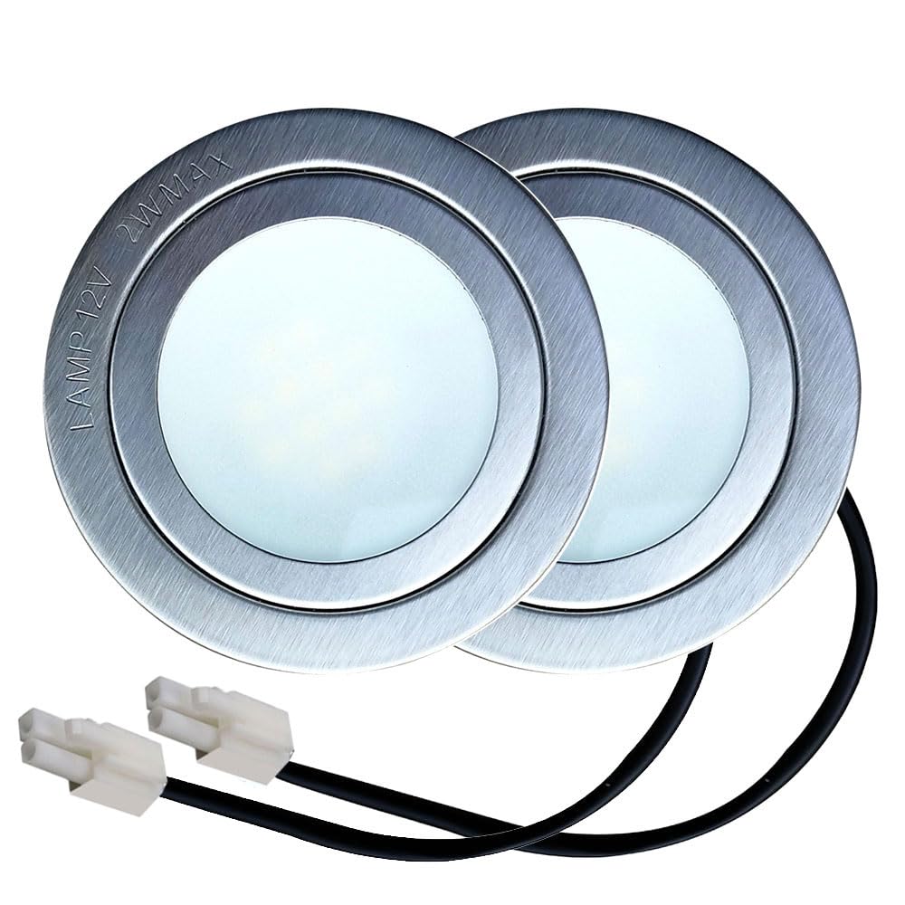 2-Pack Cooker Hood Light Bulb 2W LED DC 12V 20W Halogen Light Bulb Equivalent for 60mm Hole Frosted Glass Cover Smoke Exhauster Ventilator Lighting Bulb (Warm White 3000K)