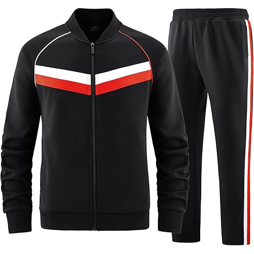 Aiozowa Men's Tracksuits Sets Full-zip Long Sleeve Sweatsuit Active Jackets and Pants 2 Piece Outfits
